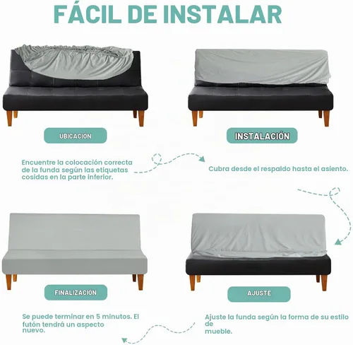 Vista 6 de Luv4babe - Funda impermeable para sofá cama sin brazos, color gris