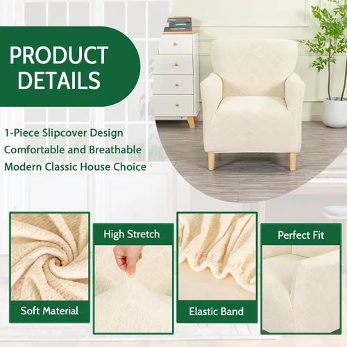 Vista 4 de Fundas de jacquard para sillón de banquete, fundas suaves para sillón de 1 pieza, fundas elásticas para silla de sala de estar, antideslizantes