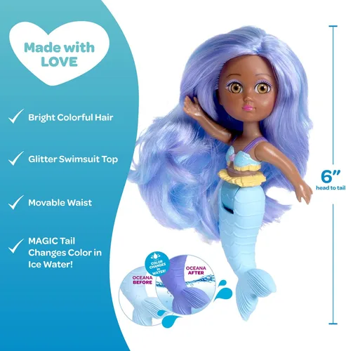 Vista 5 de ADORA Water Wonder - Muñecas de sirena con cola que cambia de color en agua fría, muñeca de bebé de juguete de 7 pulgadas con cintura móvil, regalo