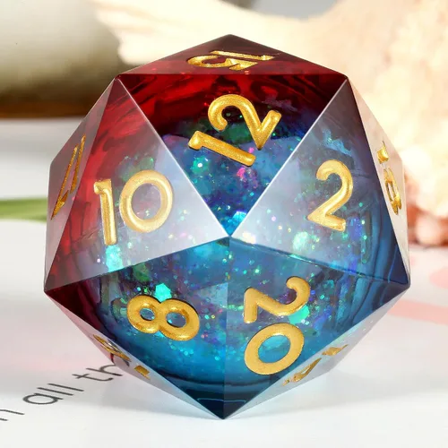 Vista 6 de DNDND - Dados D20 de 1.299 in, 1.31 pulgadas, ojo de dragón líquido, 20 dados con hermosa caja de regalo para Calabozos y Dragones (azul)