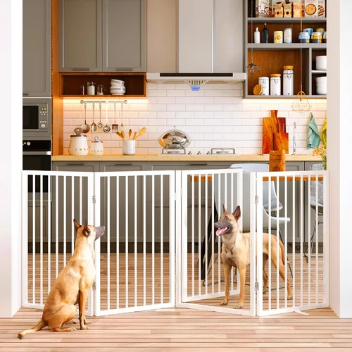 Vista 13 de Vantas - Puerta para perros plegable e independiente extra ancha con puerta, 80 x 24 pulgadas, color negro