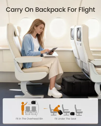 Vista 5 de LOVEVOOK Mochila de viaje para mujeres y hombres, bolsa de viaje para artículos personales de la TSA para laptop de 17.3 pulgadas aprobada por