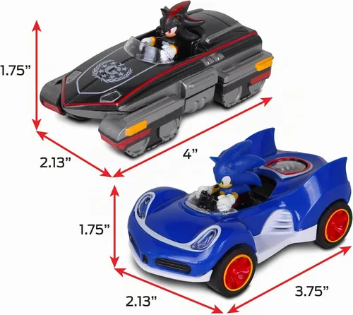 Vista 3 de NKOK Sonic Transformed All-Stars Racing Pull Back Action: Shadow y Sonic Hedgehog, dos vehículos, leyendas de videojuegos, no requiere