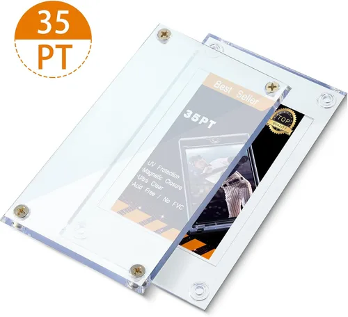 Vista 3 de 5 piezas de 4 tornillos acrílico titular de la tarjeta 35PT para tarjetas de intercambio de béisbol Clear Display Case, Baseball Football Sports