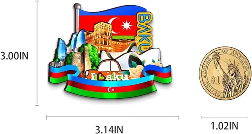 Vista 3 de Baku Azerbaiyán - Imán para nevera de madera, 3D, monumentos de viaje, coleccionables, decoración hecha a mano