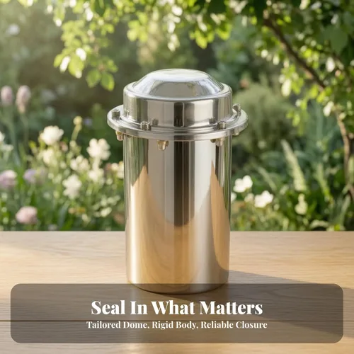 Vista 4 de Time Storage Container Stainless Steel Cylinder Capsule for Valuables and Keepsakes with Brushed Silver and Circular Band for Drawer Shelf