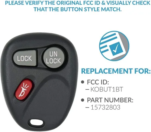 Vista 4 de Keyless2Go Repuesto para vehículos de entrada sin llave de automóvil que utilizan 3 botones 15732803 KOBUT1BT - Paquete de 2