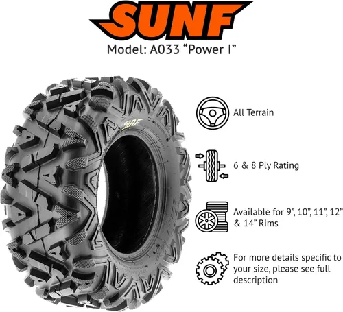 Vista 2 de SunF - Neumáticos todoterreno ATV/UTV, de 22 a 29 pulgadas, 6 PR A033 (par de 2)
