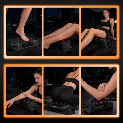 Vista 8 de Masajeador eléctrico con luz roja, masajeador de drenaje linfático para linfedema y lipedema, barra de recuperación muscular y rodillo de masaje