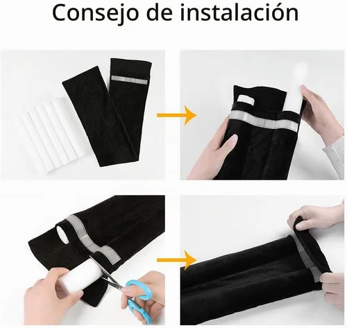 Vista 4 de VISEMAN Tope de Puerta de 36 Pulgadas Bajo la Puerta - Bloqueador de Ruido de Puerta, Tope de Puerta de Doble Cara, Lavable a Máquina Negro