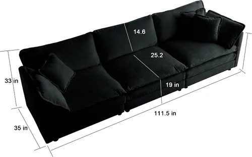 Vista 8 de Sofá modular en forma de U con reposapiés reversible, sofá modular de 5 plazas, sofá esquinero convertible, moderno, minimalista, suave