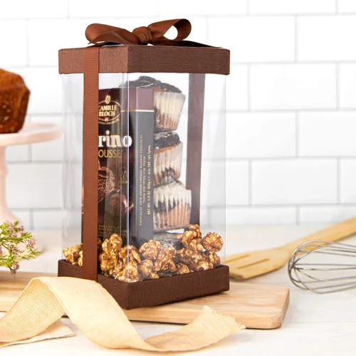 Vista 3 de Hammont Caja de regalo – Paquete de 6 cajas transparentes para regalos, pasteles, galletas y recuerdos de fiesta – Con base, tapa y cinta – Solución