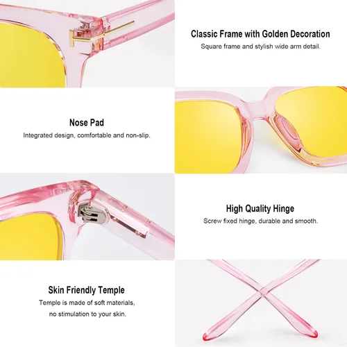 Vista 3 de Wzerry Gafas de sol polarizadas para mujer gafas de sol clásicas retro con marco cuadrado protección UV400