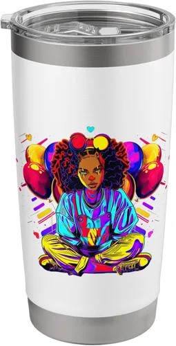 Vista 8 de Streetwear synthwave 80s 90s black pride girl clown hip teen Stainless Steel Insulated Tumbler