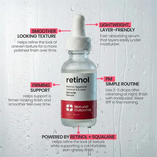 Vista 7 de Suero de retinol para la cara Suero reductor de líneas finas y arrugas Suero facial hidratante nocturno con ácido hialurónico, vitamina E