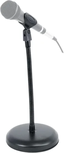 Vista 4 de Rockville RDMS7 Soporte de micrófono de escritorio con cuello de cisne de 11.8 pulgadas, base pesada, clip de micrófono, adaptador de cámara web