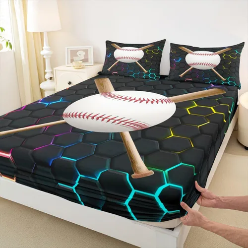 Vista 41 de Erosebridal Graffiti Rugby Ball Sheets for Boys Girls Colorful Rugby Helmet Fitted Sheet,Sports Kids Bedding Sets Football Game Bed Sets Twin 2 Piece