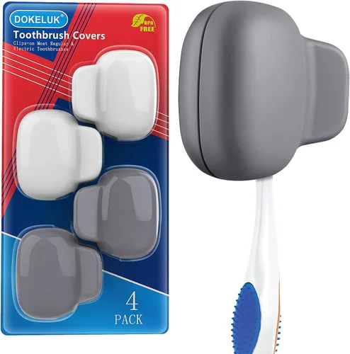 Vista 8 de Paquete familiar de fundas para cepillos de dientes, tapas para cepillos de dientes, protector de estuche de viaje, clip de plástico para viajes 4