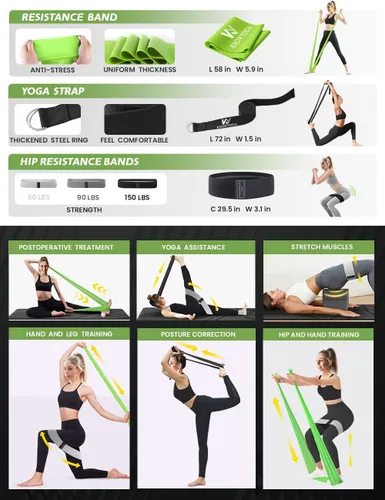 Vista 7 de Kit de inicio de yoga 12 en 1 – El juego de yoga incluye esterilla de yoga, rodillo de espuma, 4 bandas de resistencia, bloques de yoga 2 paquetes