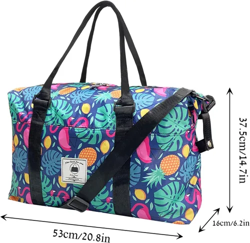 Vista 2 de Bolsas de fin de semana impermeables para mujer, grandes viajes durante la noche, bolsa de lona para entrenamiento, gimnasio, playa, natación
