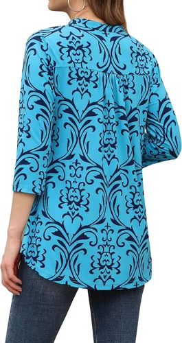 Vista 3 de BEPEI Blusas de manga 34 para mujer, cuello en V, camisas de trabajo de negocios