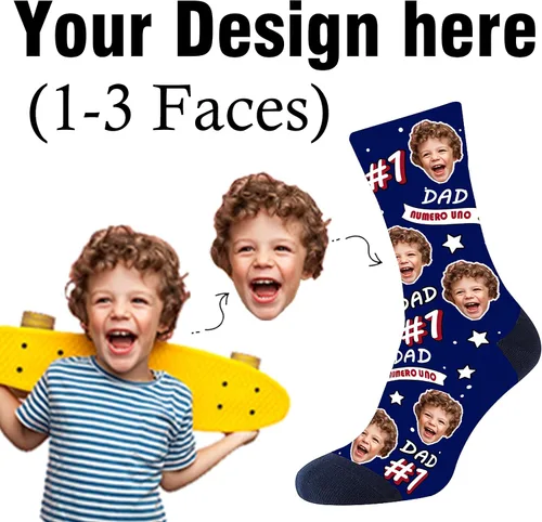Vista 3 de Artsadd Calcetines personalizados para el día del padre con foto, calcetines personalizados para la cara, regalos divertidos de cumpleaños