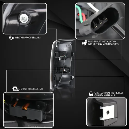 Vista 4 de Autozensation Compatible con Dodge Ram 1500 2500 3500 2009-2018, conjunto de par izquierdo y derecho, luces traseras LED negras con barra de luz LED