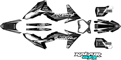 Vista 6 de Kit de gráficos para KTM Enduro de 2 tiempos 125XC, 250XC y 300XC (2023) Rugged Series Cyan 16 Mil - Adhesivo de motocicleta Dirt Pit Bike
