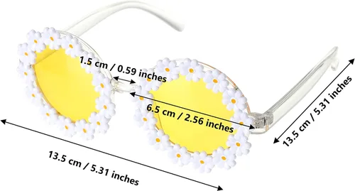 Vista 2 de 3PCS Women Hippie Costume Set - 70s Hippie Boho Flower Headband Gold Peace Sign Necklace Hippie Daisy Sunglasses for Women