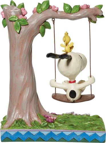 Vista 4 de Enesco Jim Shore Peanuts Snoopy and Woodstock on Swing - Figura de 8 pulgadas de alto, multicolor