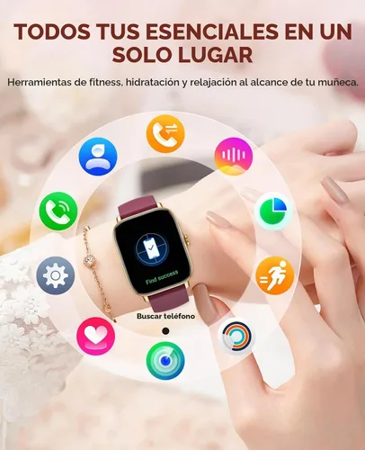 Vista 7 de Reloj inteligente para mujeres y hombres, llamadas Bluetooth, reloj de seguimiento de pasos para Android compatible con iPhone, reloj inteligente