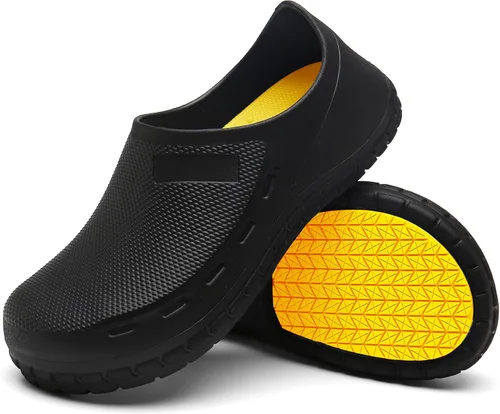 Vista 7 de FULORIS - Zapatos de chef antideslizantes para hombre, zapatos de trabajo para hombre, zuecos impermeables para hombres, zuecos de cocina