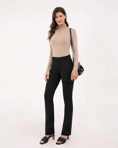 Vista 3 de ODODOS Straight Leg I Classic Yoga Dress Pants for Women Faux Pockets Ponte Casual Work Pants 293133 Inseam