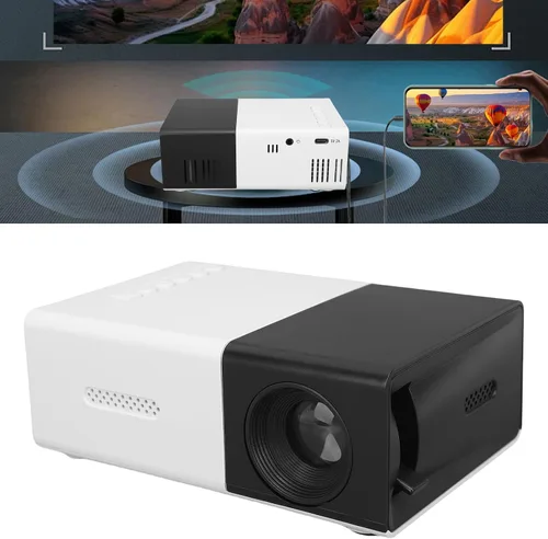 Vista 8 de Mini proyector, proyector de video de cine en casa HD 1080P, 100ANSI 6000LM, corrección trapezoidal automática, espejo de pantalla, compatible