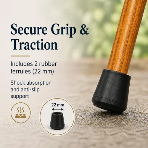 Vista 7 de Dr. Watson Classic Fritz - Bastón de madera de fresno hecho a mano con cuello de acero inoxidable pulido