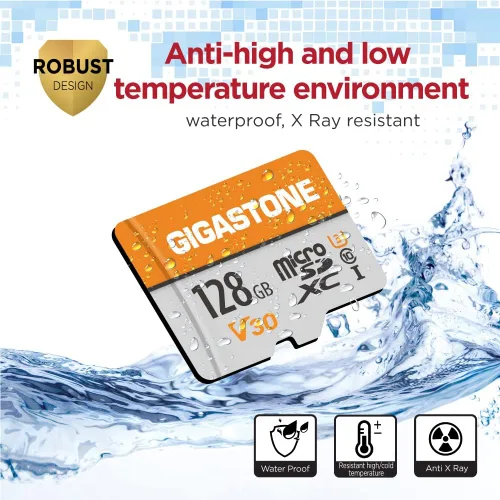 Vista 6 de GIGASTONE Paquete de 2 tarjetas Micro SD de 128 GB, grabación de video A1 V30 4K, compatible con cámara de seguridad, cámara de salpicadero, drone