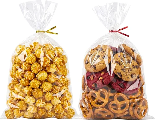 Vista 21 de Morepack Bolsas para barra de pretzel, 2 x 10 pulgadas, 200 bolsas individuales de pretzel con lazos