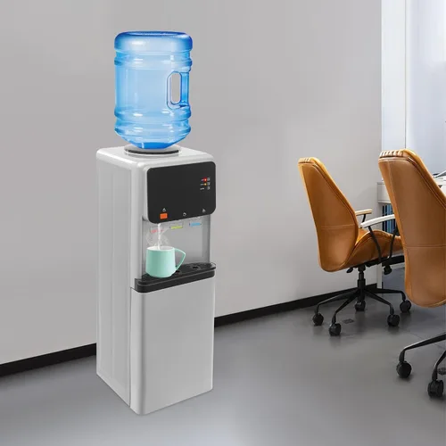 Vista 6 de Dispensador de agua fría y caliente de carga superior, dispensador de enfriador de agua para botellas de 3 o 5 galones, máquina de agua con bloqueo