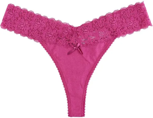 Vista 3 de UWOCEKA - Tangas de algodón para mujer variedad de tangas de encaje 10 unidades de bragas Tanga
