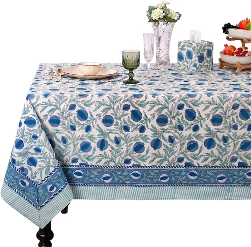 Vista 377 de Ridhi Mantel cuadrado con estampado de bloques de mano de caléndula ámbar