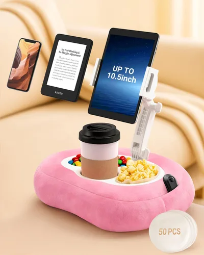 Vista 10 de Soporte de almohada Kindle para cama, soporte ajustable para tableta y teléfono para iPad, Kindle, sofá, soporte para aperitivos y bebidas, 50