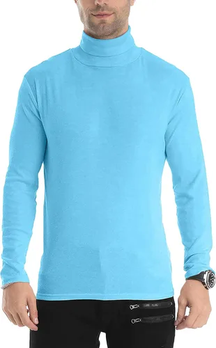 Vista 122 de Camiseta de manga larga para hombre, ajustada, ligera, con cuello de tortuga