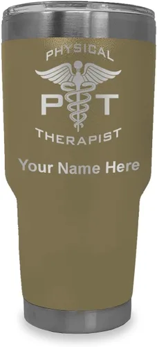 Vista 24 de LaserGram PT Physical Therapeut, vaso aislado al vacío de 20 onzas, grabado personalizado incluido (negro)
