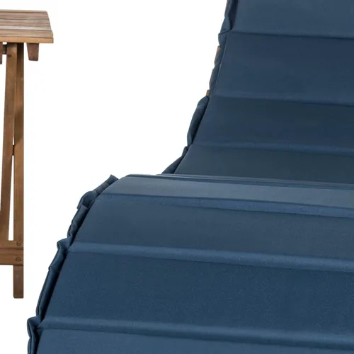 Vista 4 de SAFAVIEH Outdoor Collection Pacifica PAT7020C - Juego de tumbona de 3 piezas con cojín de madera maciza y azul marino Natural/Azul marino