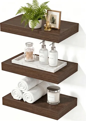 Vista 21 de Estantes flotantes de baño para pared, estantes de baño sobre el inodoro, estantes de pared y estante para libros, estante colgante, estantes