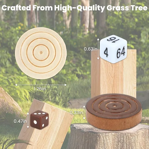 Vista 2 de 30 piezas de damas de madera solamente, piezas de backgammon con 5