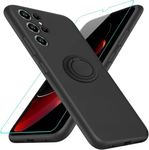 Vista 20 de Funda compatible con Blackview Shark 6/Oscal Tiger 8 con protector de pantalla, soporte de anillo giratorio de 360°, TPU a prueba de golpes, funda