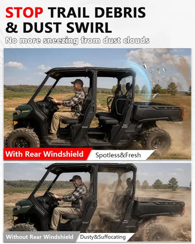 Vista 2 de Parabrisas trasero compatible con Can-Am Defender 2016-2026, ventana trasera de policarbonato resistente a prueba de rayos UV para HD5 HD8 HD10 Max
