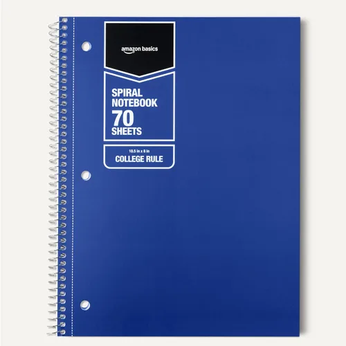 Vista 5 de Amazon Basics Cuadernos espirales con rayas universitarias, 70 hojas, 8 x 10.5 pulgadas, páginas perforadas, varios colores sólidos primarios