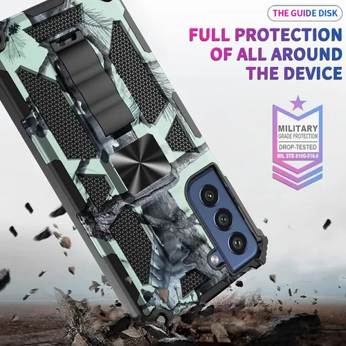 Vista 7 de Funda para Samsung Galaxy S21 (no compatible con S21 Plus), funda de camuflaje militar con protección de grado militar, probada en caídas y función